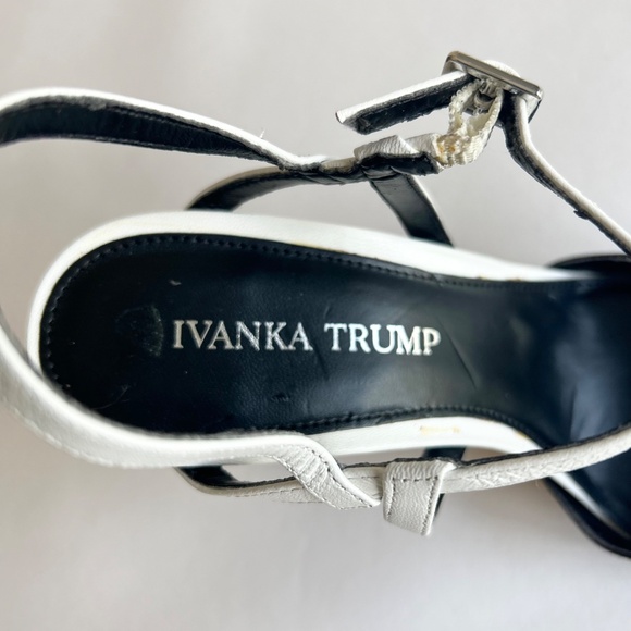 Ivanka Trump Itgeava Black White Leather Point Toe Heeled Slingbacks size 7.5 - Picture 11 of 16